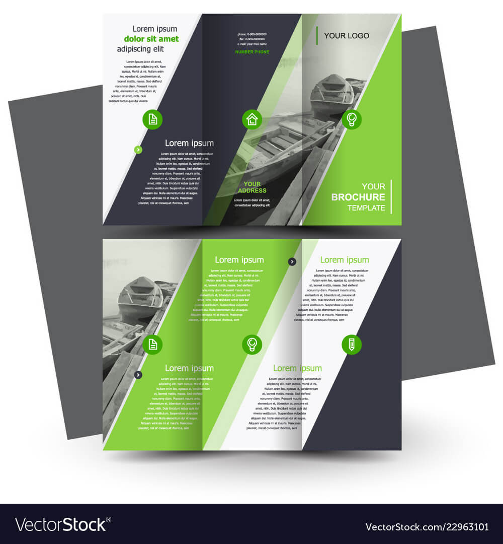 Tri Fold Brochure Design Template Green Pertaining To Tri Fold Brochure Publisher Template