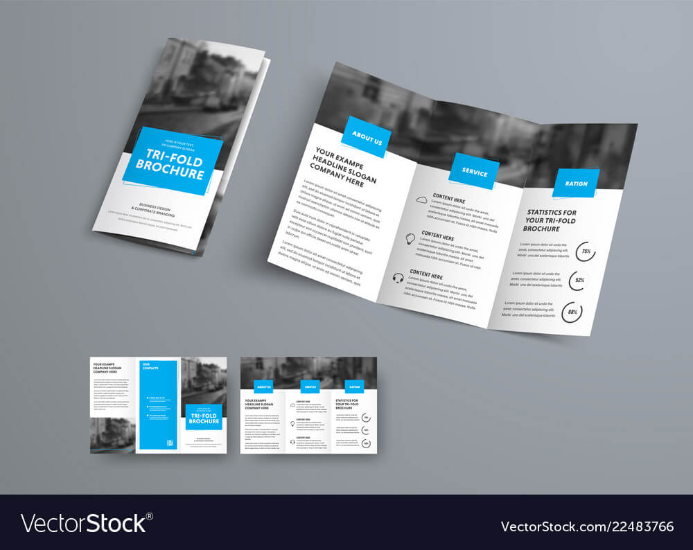 Tri Fold Brochure Template With Blue Rectangular Intended For Brochure Folding Templates