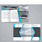 Tri Fold Business Brochure Template, Two Sided Template Design In Blue  Color. With Regard To Double Sided Tri Fold Brochure Template