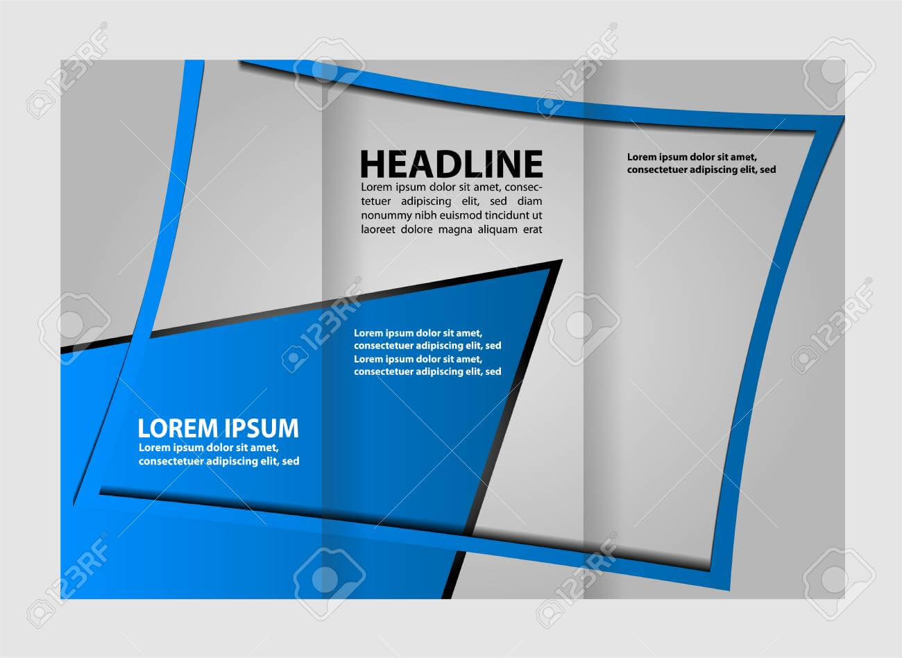 Tri Fold Business Brochure Template, Two Sided Template Design, Mock Up  Cover In Blue Colors Within Double Sided Tri Fold Brochure Template