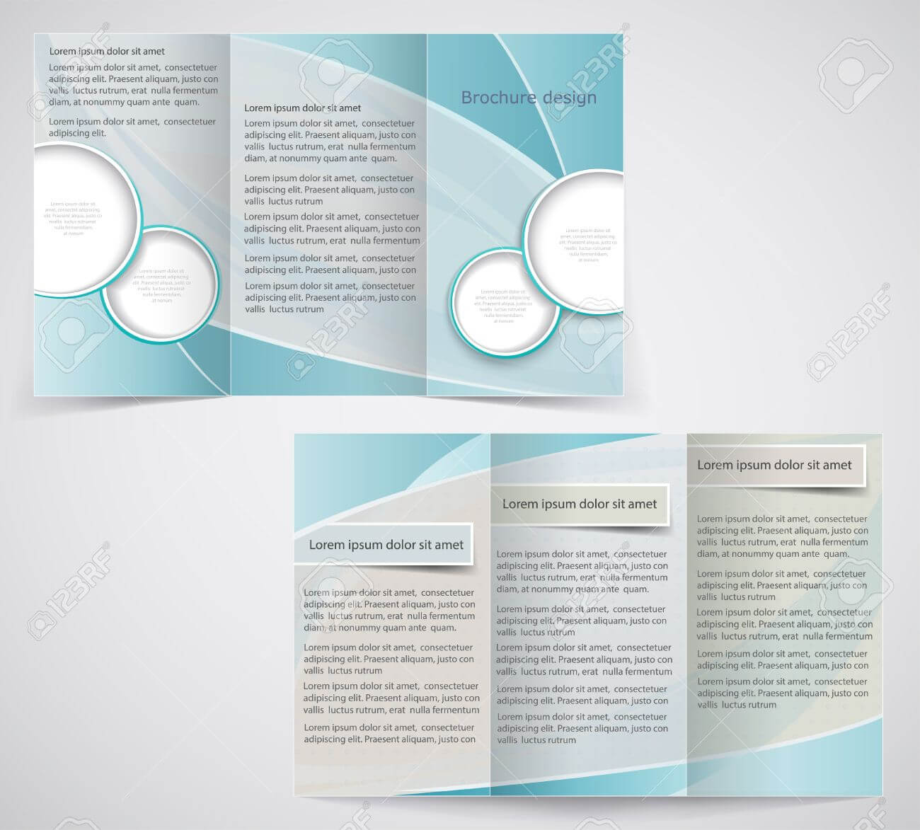 Tri Fold Business Brochure Template, Vector Blue Design Flyer With Regard To Free Tri Fold Business Brochure Templates