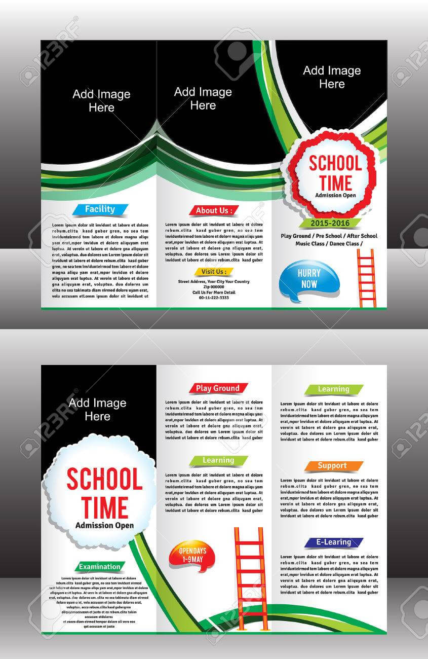 Tri Fold School Brochure Template Vector Illustration With Regard To Tri Fold School Brochure Template