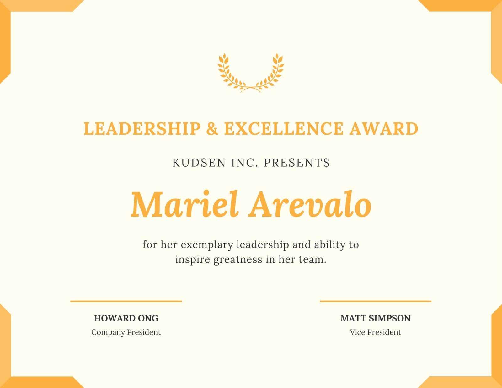 Trophy Leadership Award Certificate - Templatescanva Within Leadership Award Certificate Template