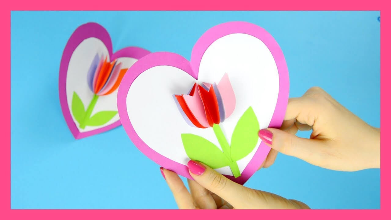 Tulip In A Heart Card – Stepstep Valentines Day Or Mothers Day Card  Tutorial Throughout 3D Heart Pop Up Card Template Pdf