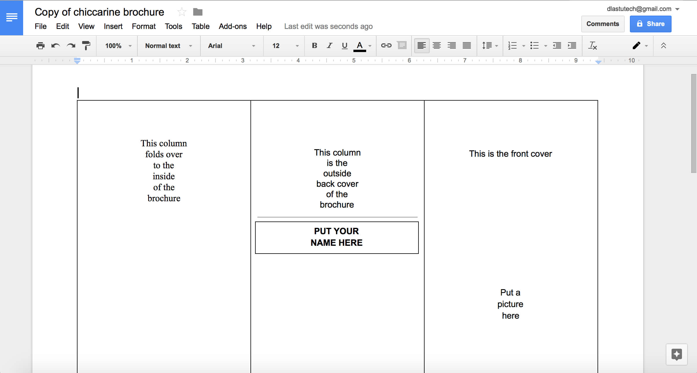 Tutorial: Making A Brochure Using Google Docs From A Intended For Google Docs Tri Fold Brochure Template