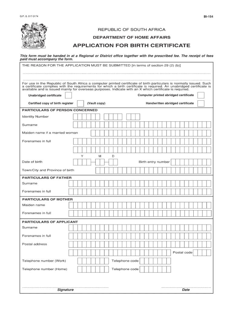 Unabridged Birth Certificate Form - Fill Online, Printable With Regard To South African Birth Certificate Template