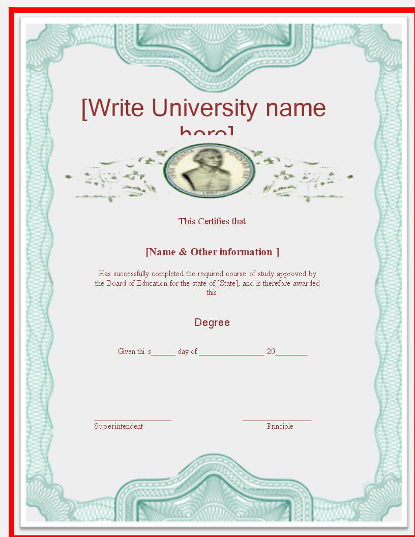 University Degree Certificate Template | Templates At Within University Graduation Certificate Template