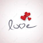 Valentine Card Template With Handwritten Word Love And Red Low.. Intended For Valentine Card Template Word