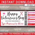 Valentine's Day Restaurant/dining Gift Certificate With Regard To Player Of The Day Certificate Template