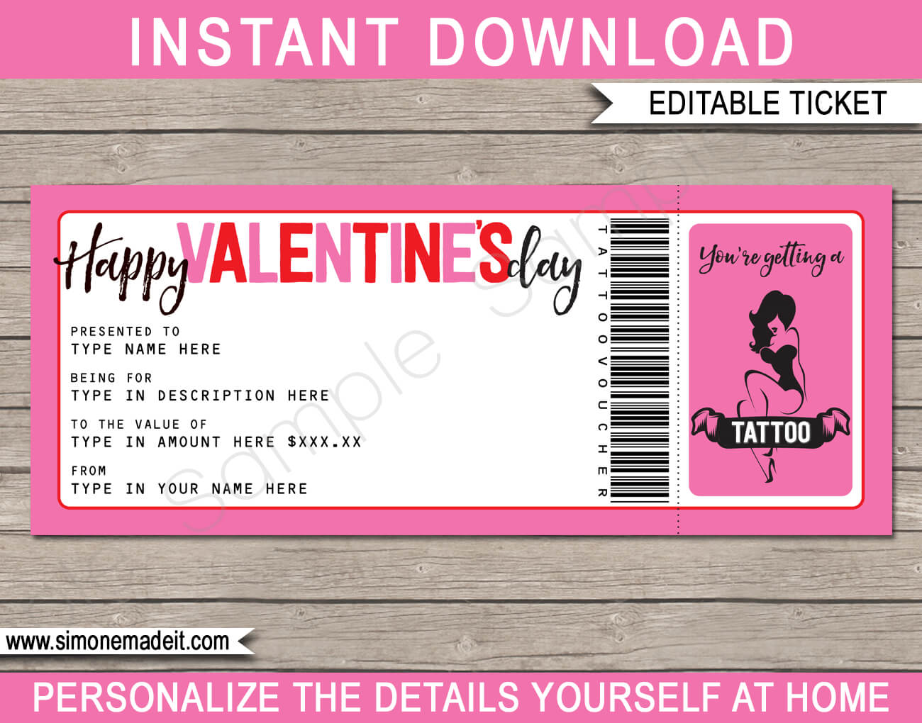 Valentine's Day Tattoo Gift Vouchers Pertaining To Tattoo Gift Certificate Template