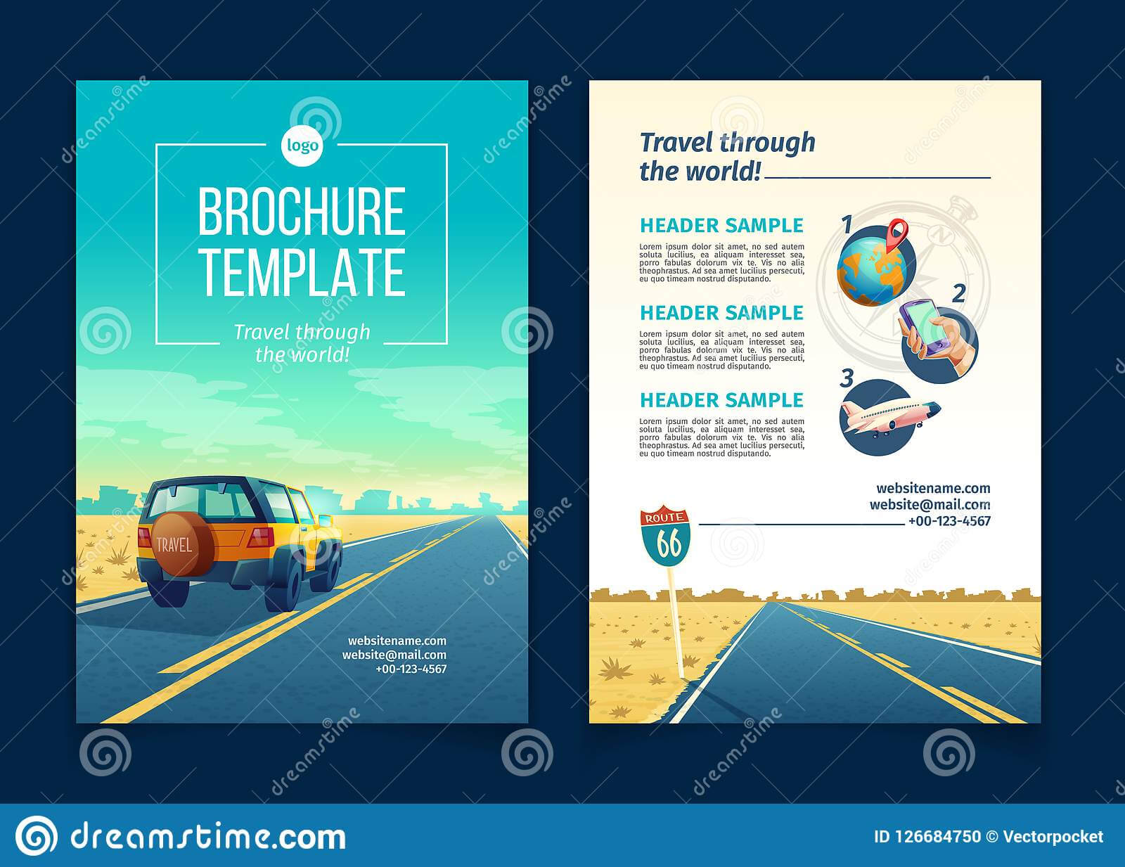 Vector Brochure Template With Tourist Concept, Traveling Inside Travel And Tourism Brochure Templates Free