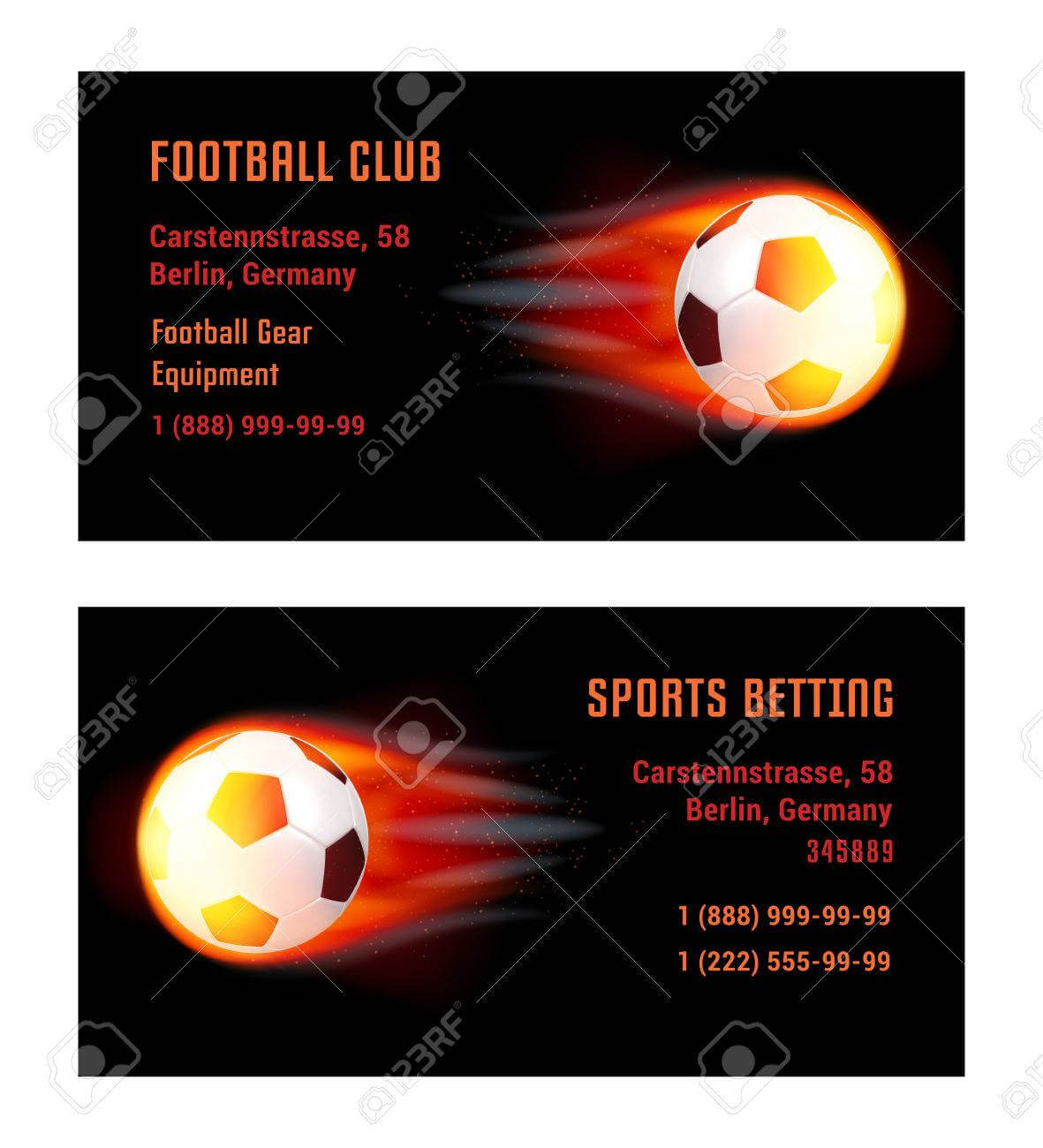 Vector Card Football Ball With Fire. Template For Football Club.. With Regard To Football Betting Card Template