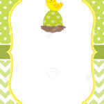 Vector Card Template With A Cute Chick On Polka Dot And Chevron Background.  Vector Easter Egg. Vector Illustration. Intended For Easter Chick Card Template