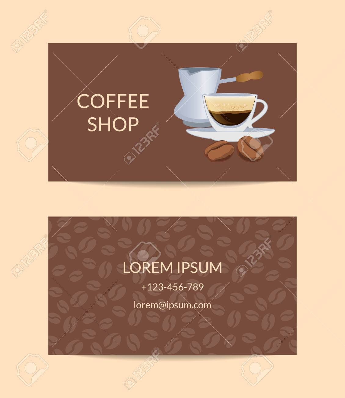 Vector Coffee Shop Or Company Business Card Template Throughout Coffee Business Card Template Free