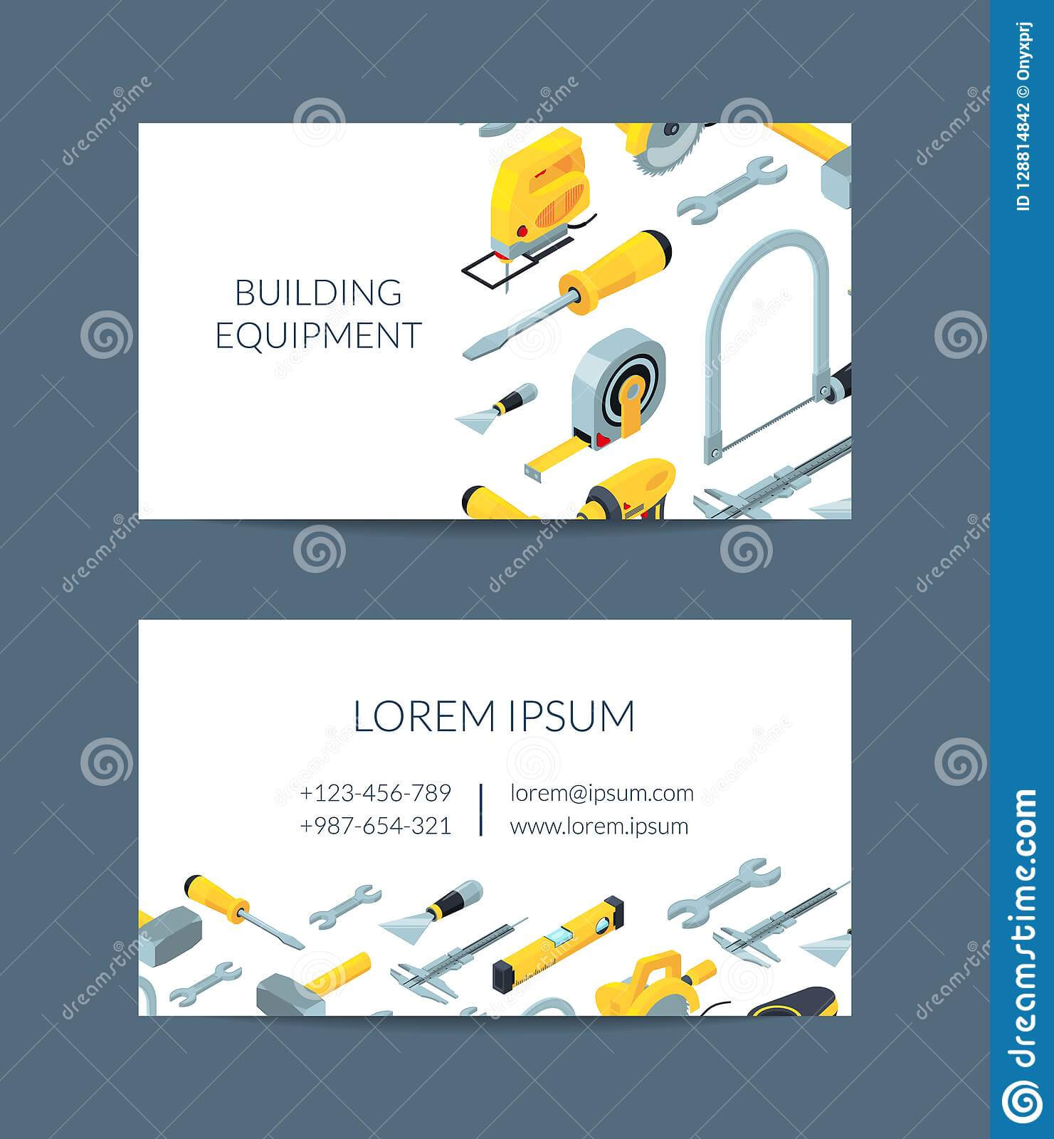 Vector Construction Tools Isometric Icons Business Card Intended For Construction Business Card Templates Download Free
