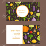 Vector Flat Vegetables Organic Farm, Vegan, Healthy Food Business.. In Food Business Cards Templates Free