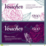 Vector Gift Voucher Template With Pink Roses Flowers Inside Salon Gift Certificate Template