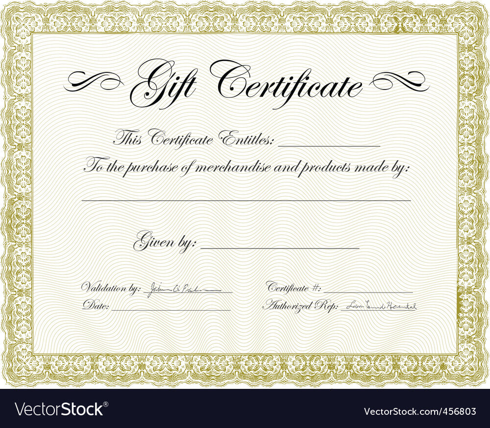 Vector Gold Gift Certificate Template Throughout Validation Certificate Template
