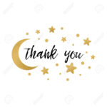 Vector Phrase Thank You Decorated Gold Stars And Golden Moon.. For Thank You Card Template For Baby Shower