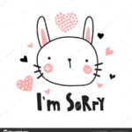 Vector Template Greeting Card Sorry Text Cute Bunny Throughout Sorry Card Template