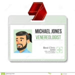 Venereologist Identification Badge Vector. Man. Id Card Throughout Hospital Id Card Template