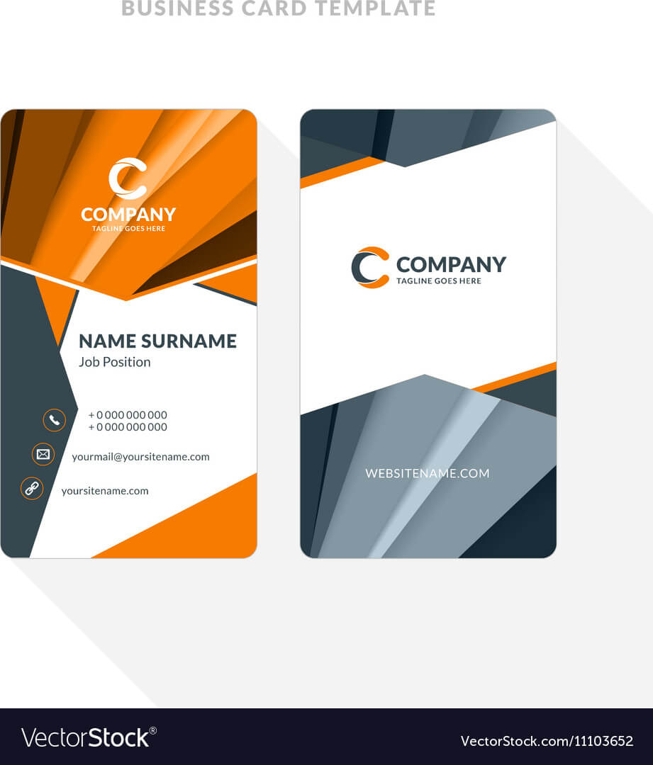 Vertical Double Sided Business Card Template With Intended For Double Sided Business Card Template Illustrator