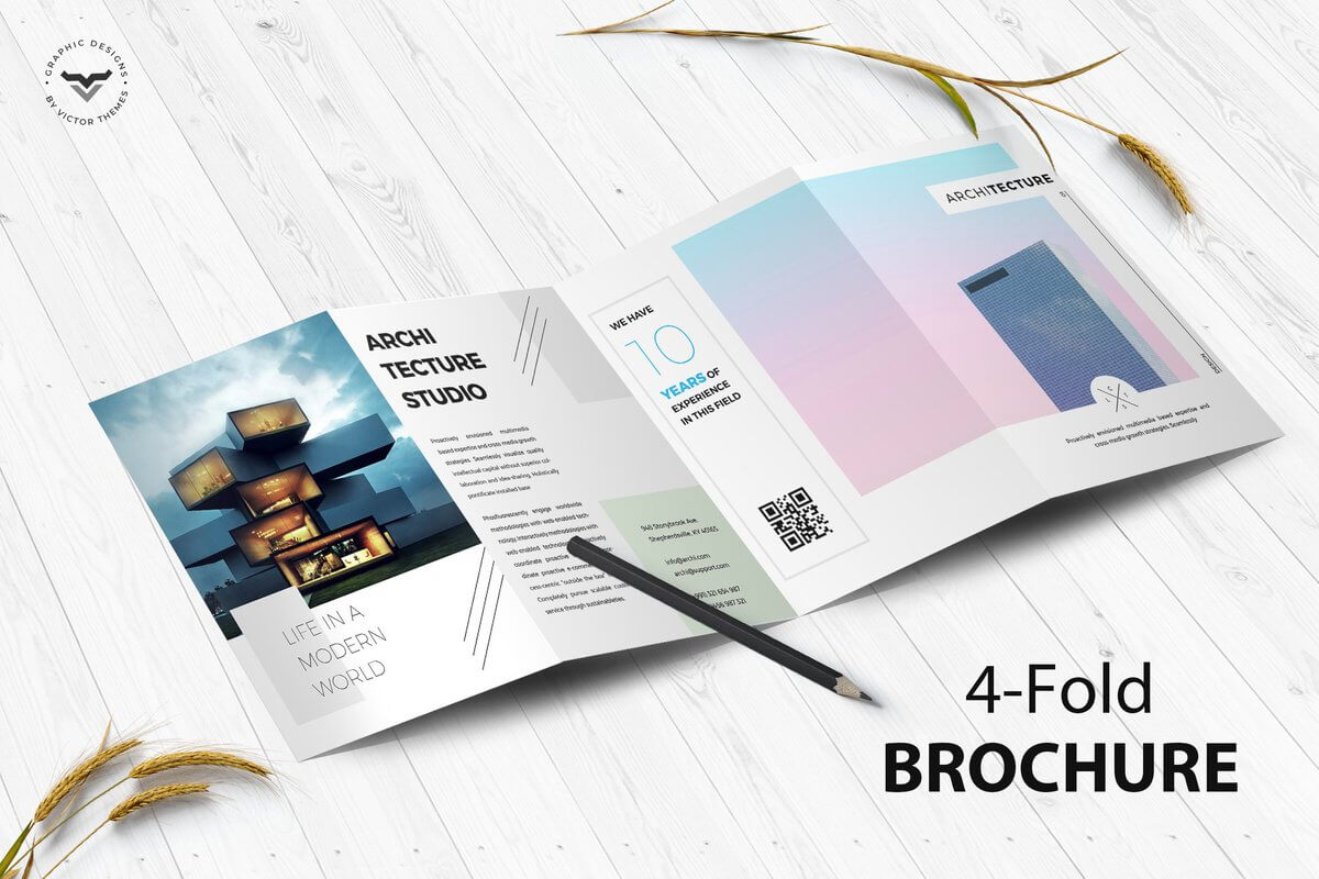 Victorthemes On Twitter: "architecture 4 Fold Brochure Regarding Brochure 4 Fold Template