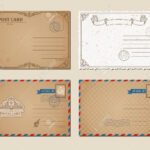Vintage Postcards, Postage Stamps, Vector Illustration Post Cards.. In Post Cards Template