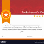 Vintage Red And Gold Star Performer Certificate Inside Star Performer Certificate Templates