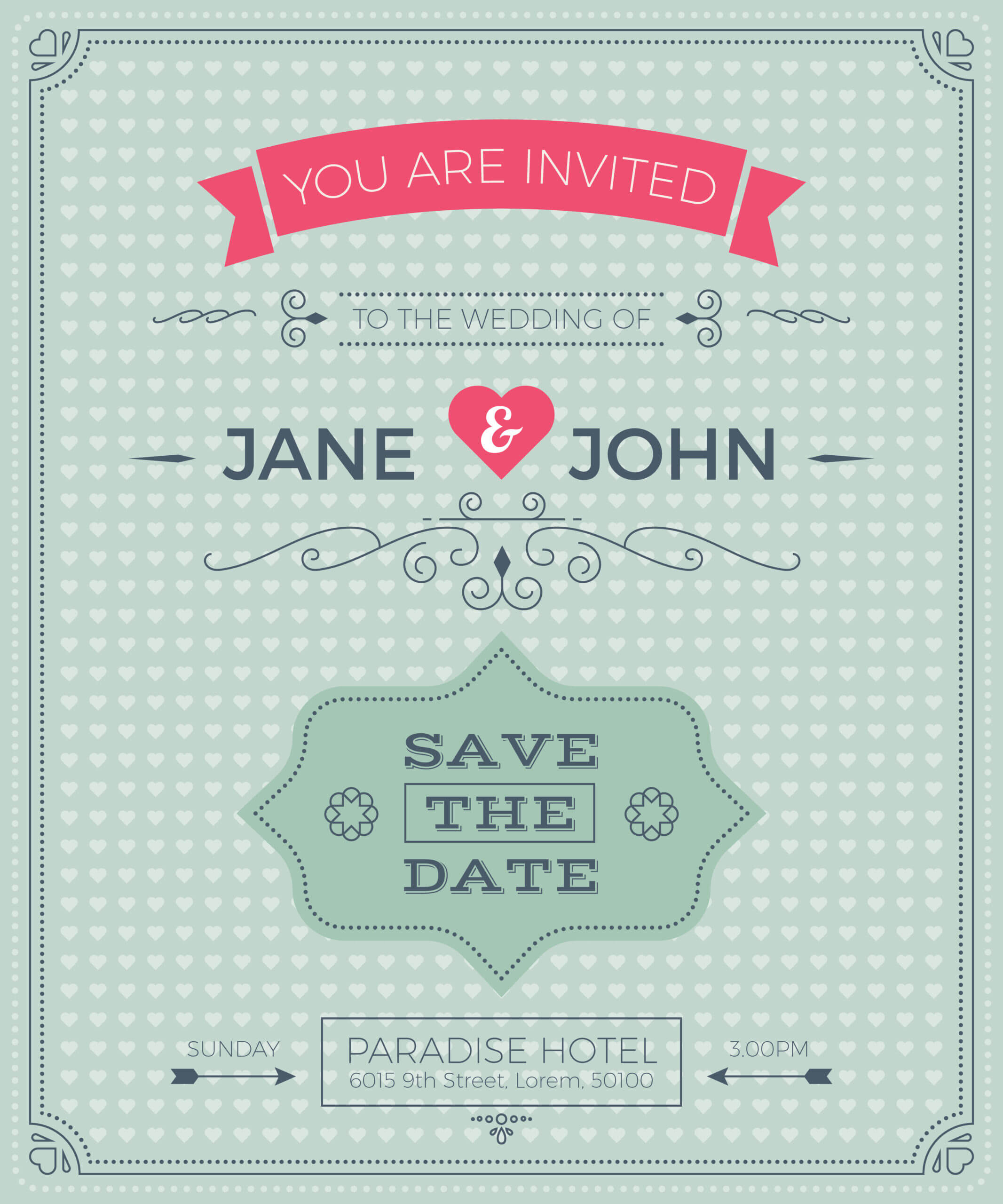 Vintage Wedding Invitation Card Template – Download Free Throughout Ss Card Template