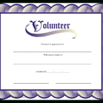 Volunteer Certificate | Templates At Allbusinesstemplates Regarding Volunteer Certificate Template