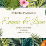 Wedding Event Invitation Card Template. Exotic Tropical Jungle.. Inside Event Invitation Card Template