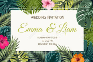 Wedding Event Invitation Card Template. Exotic Tropical Jungle.. inside Event Invitation Card Template