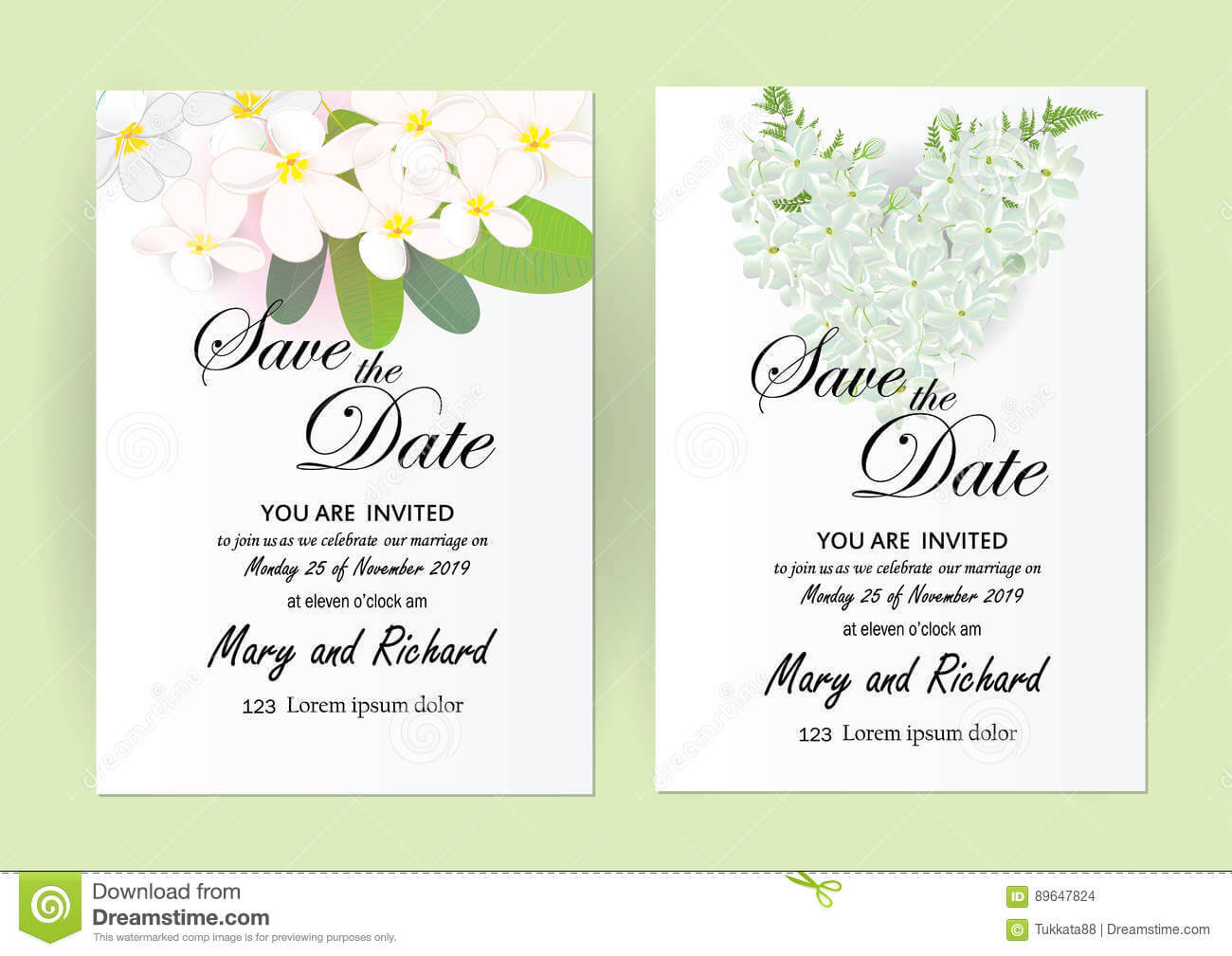 Wedding Invitation Card Flowers,jasmine Stock Vector In Wedding Card Size Template