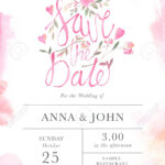 Wedding Invitation Card Template With Watercolor Rose Flowers Pertaining To Sample Wedding Invitation Cards Templates