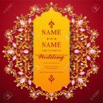 Wedding Invitation Card Templates With Gold Patterned And Crystals.. Pertaining To Sample Wedding Invitation Cards Templates