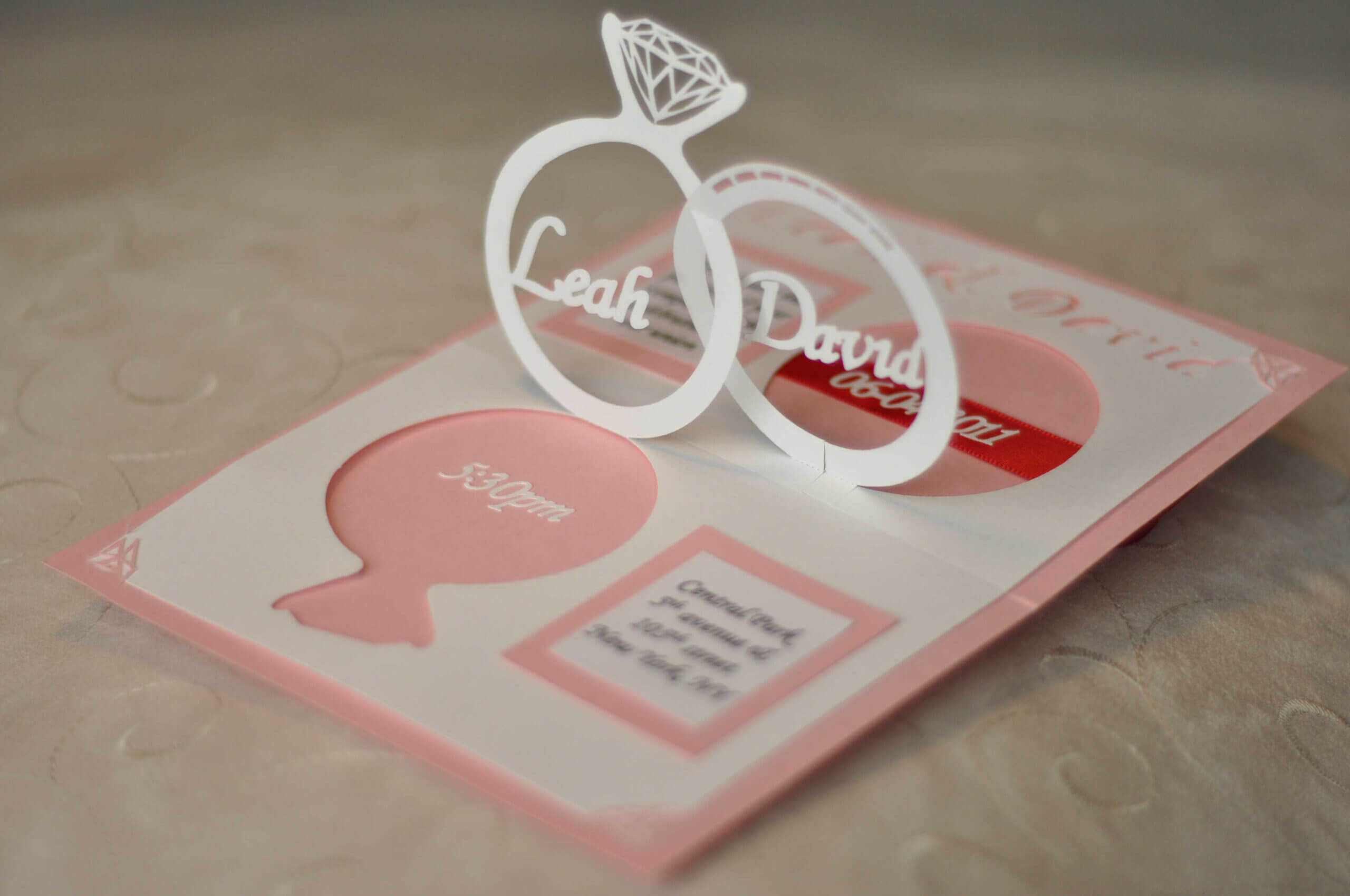 Wedding Invitation Linked Rings Pop Up Card Template Inside Pop Up Wedding Card Template Free