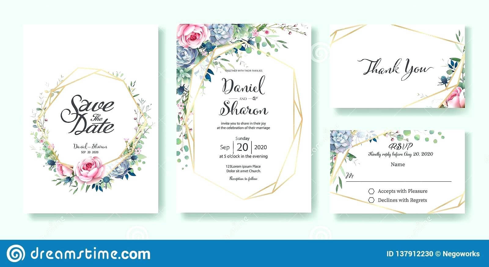 Wedding Invitation Save The Date Thank You Card Template For Church Wedding Invitation Card Template