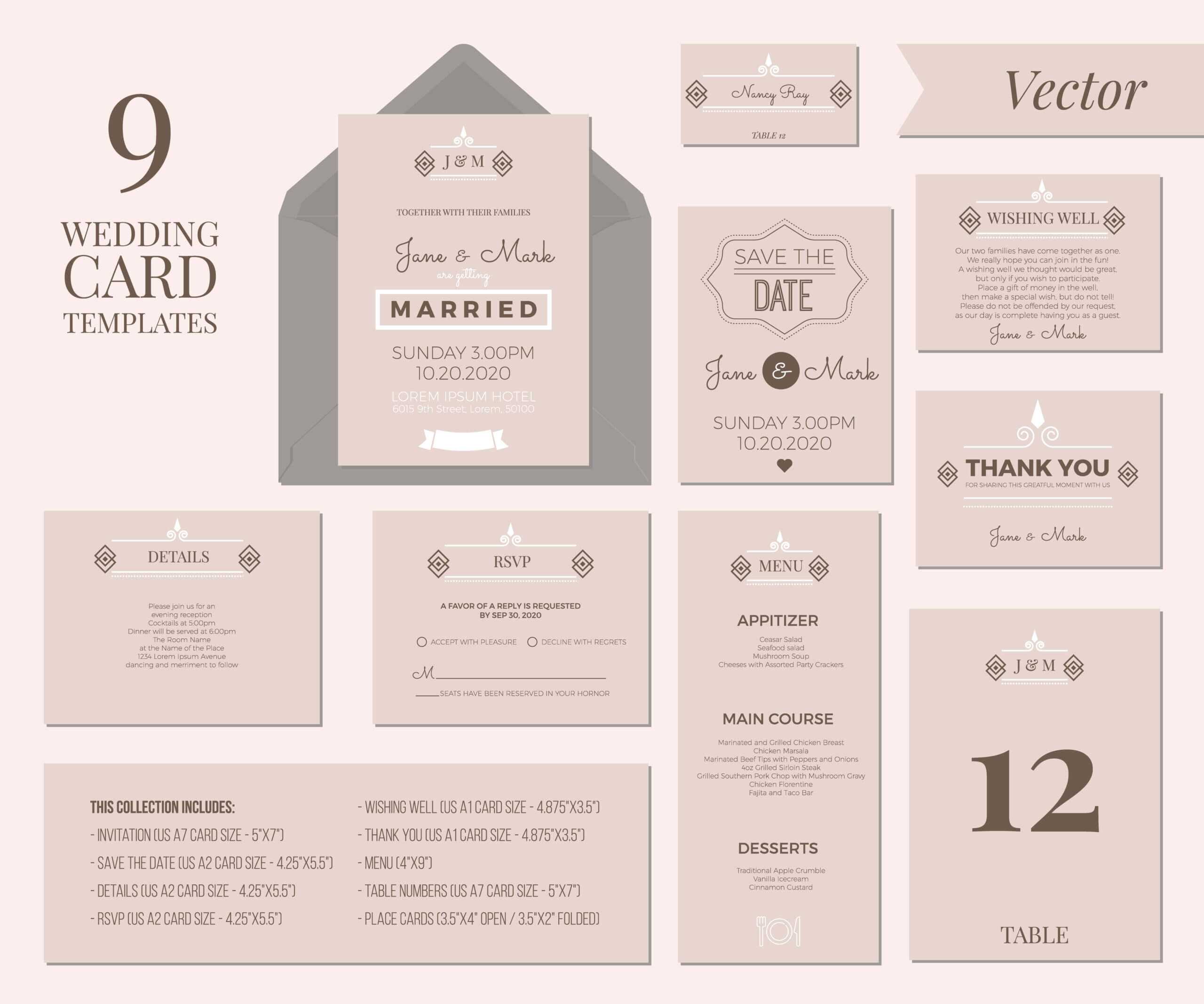 Wedding Invitation Template – Download Free Vectors, Clipart Inside Wedding Card Size Template