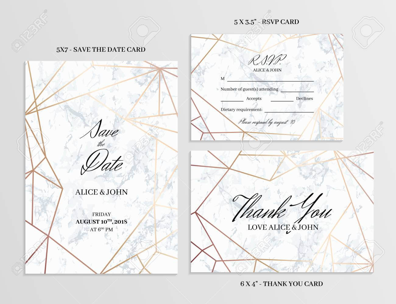Wedding Set. Save The Date, Thank You And R.s.v.p. Cards Template.. With Regard To Save The Date Cards Templates