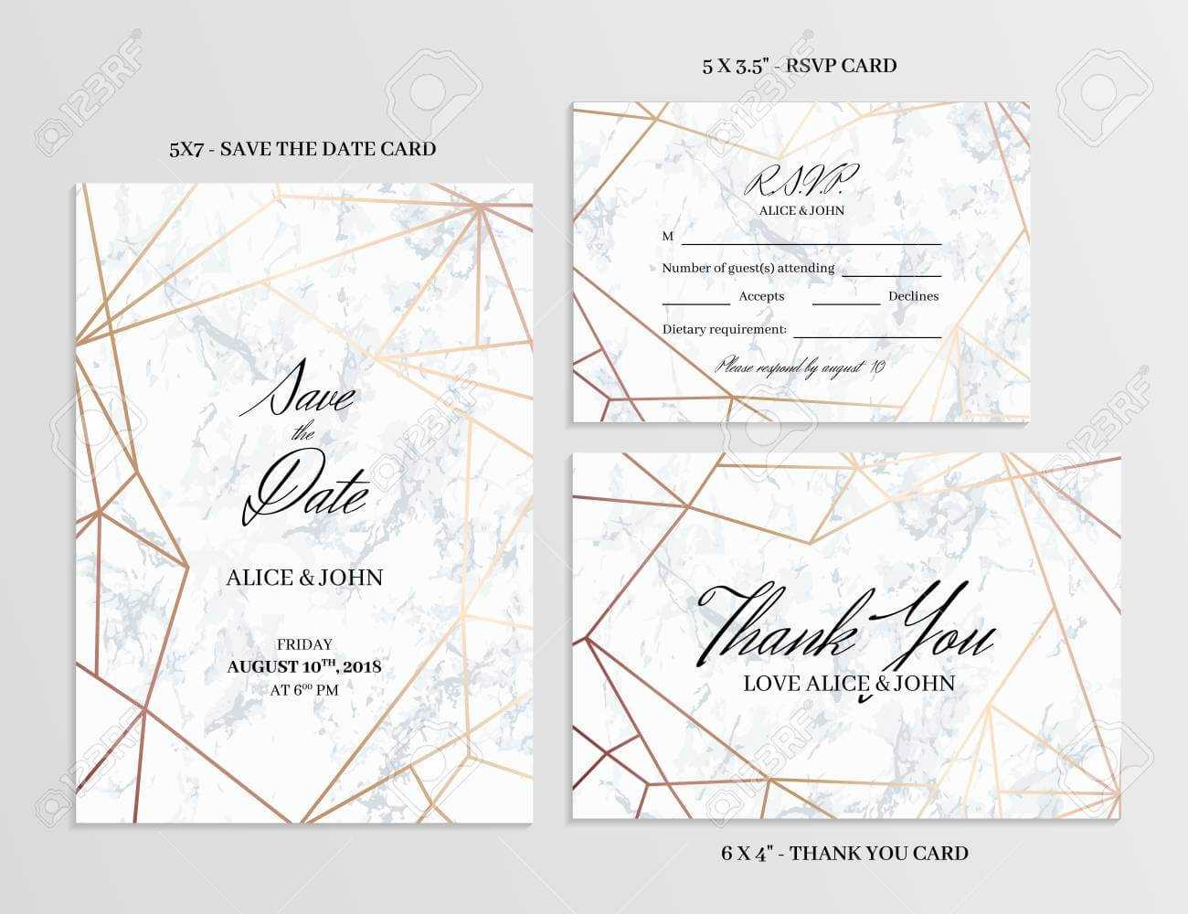 Wedding Set. Save The Date, Thank You And R.s.v.p. Cards Template.. With Regard To Template For Rsvp Cards For Wedding