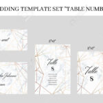 Wedding Template Set Table Number Cards. White Marble Background.. Throughout Table Number Cards Template