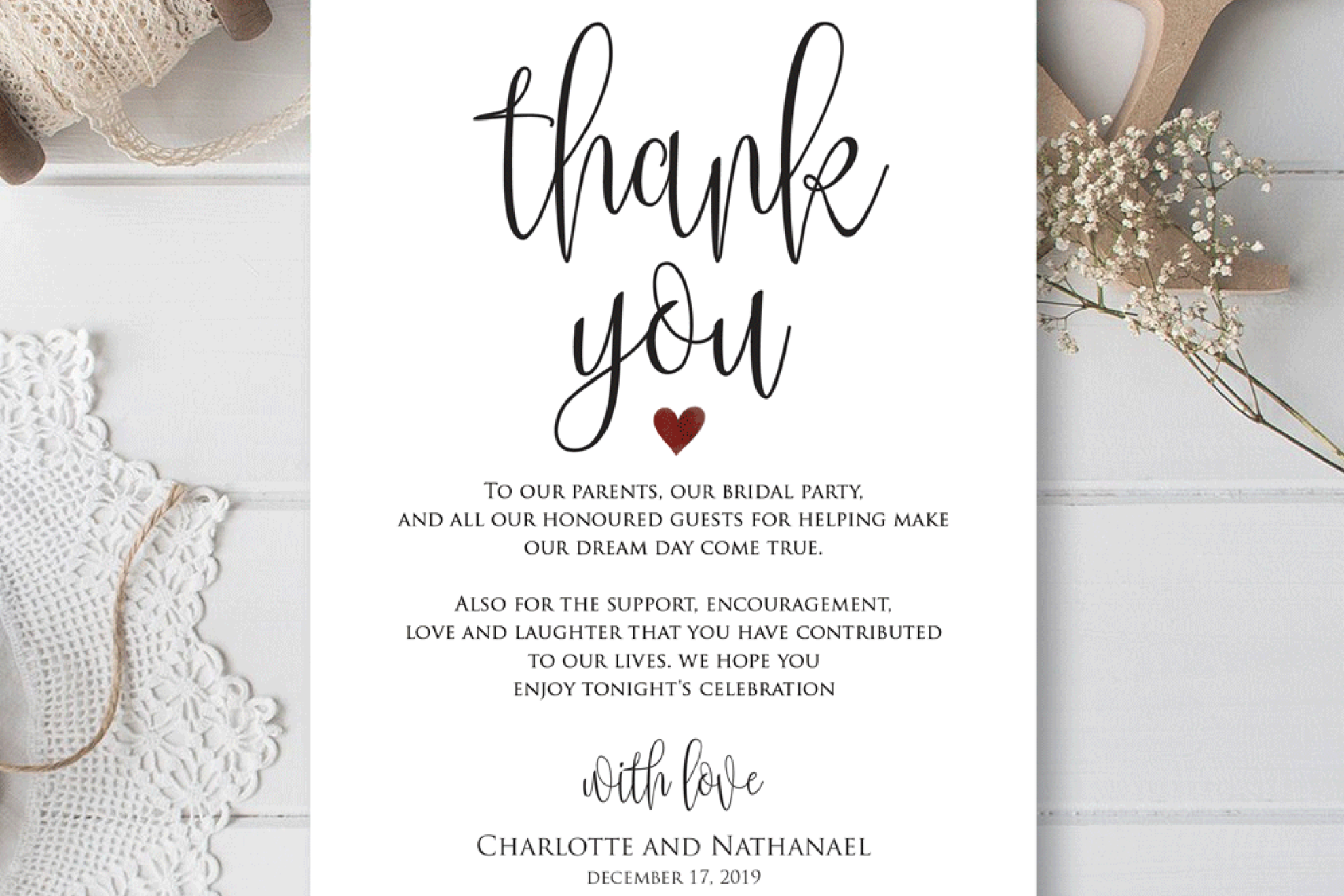 Wedding Thank You Note, Printable Thank You Card Template Throughout ...