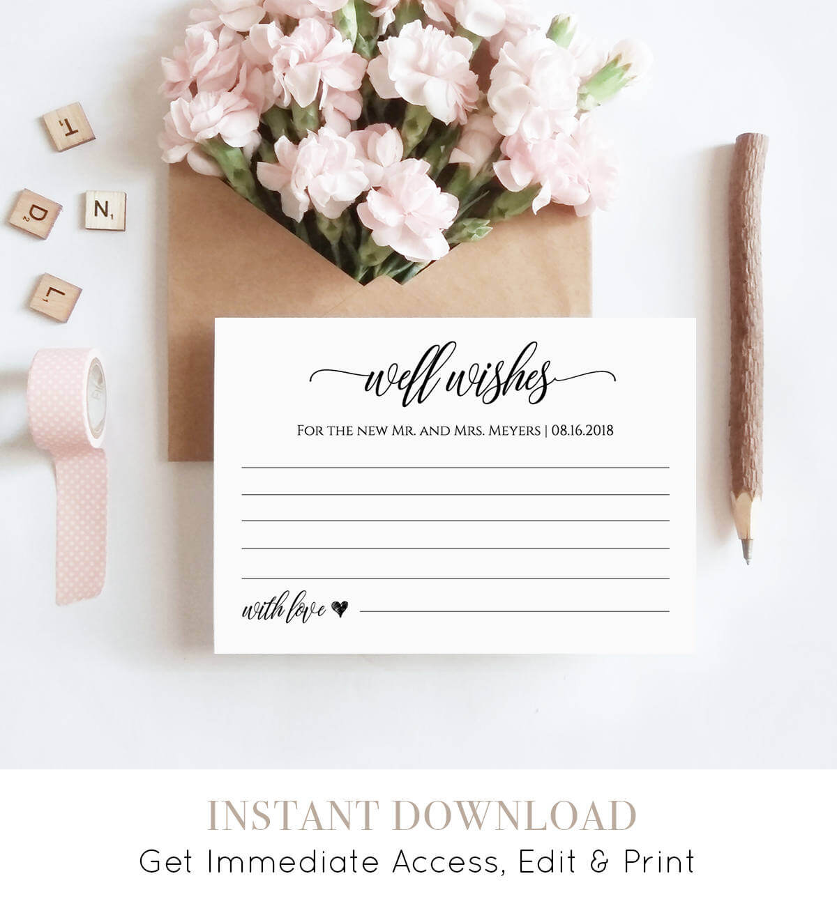 Well Wishes Printable, Wedding Advice Card Template For With Marriage Advice Cards Templates