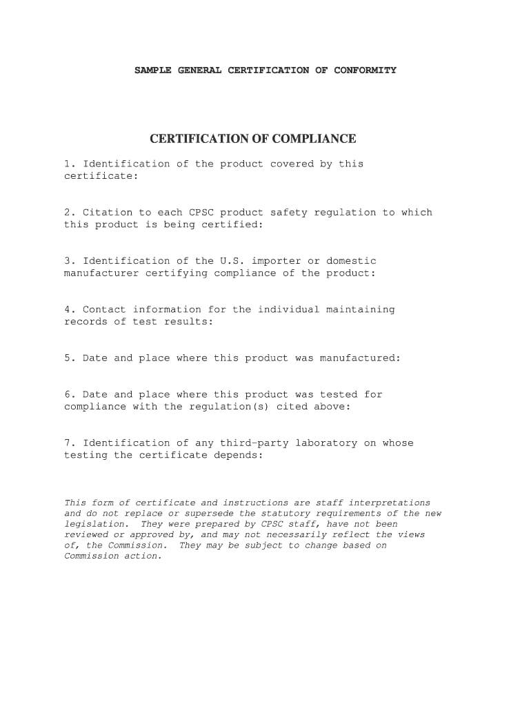 What Is A Letter Of Conformity – Fill Online, Printable In Certificate Of Conformity Template