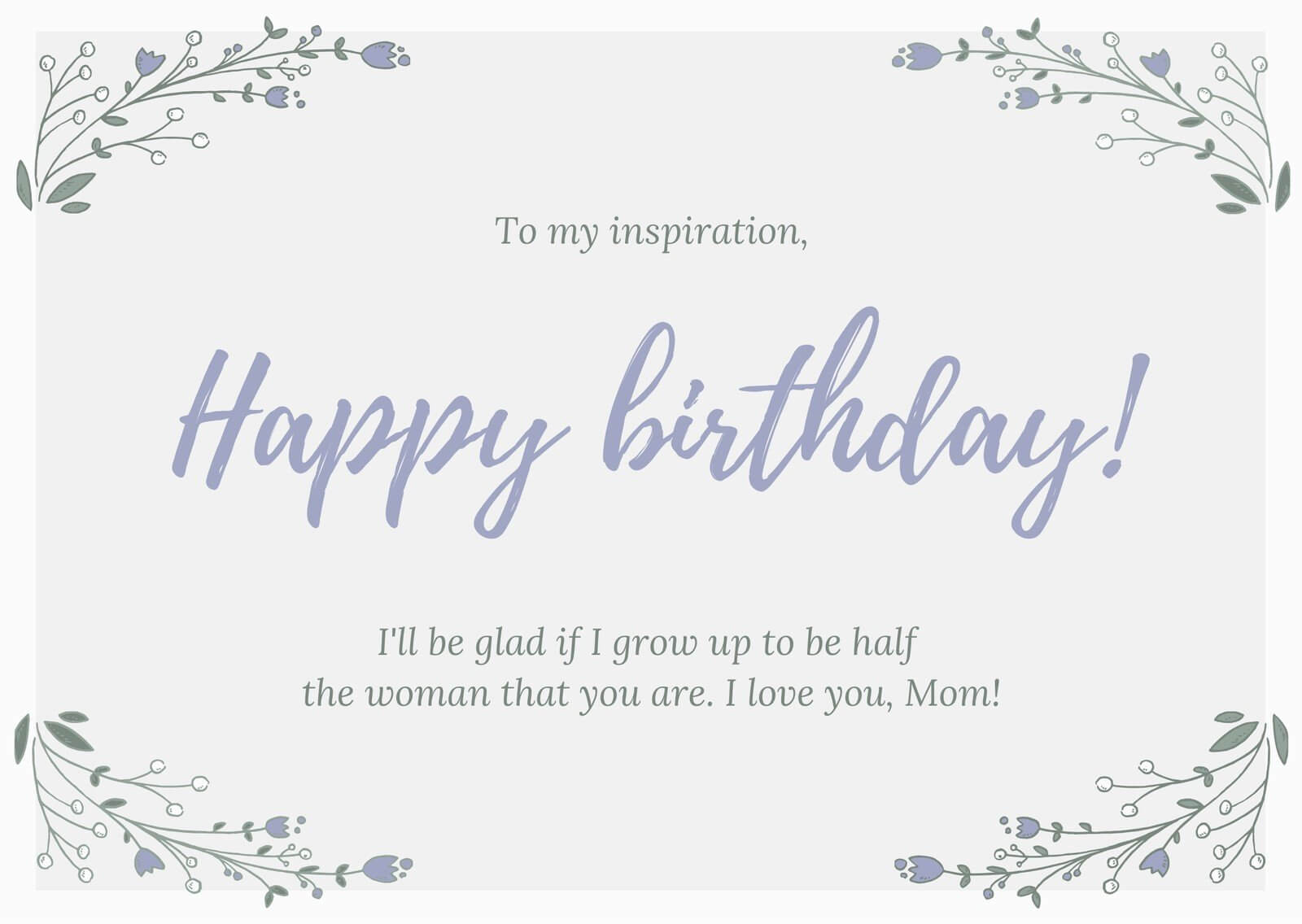 White And Lavender Mom Birthday Card – Templatescanva Throughout Mom Birthday Card Template