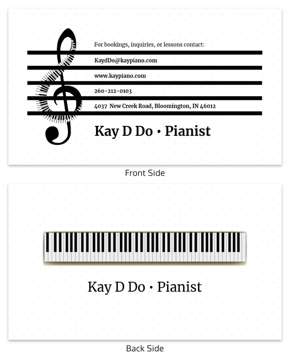 White Pianist Music Business Card Template Within Dog Grooming Record Card Template