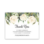 White Roses Funeral Thank You Card For Guests Custom For Sympathy Thank You Card Template