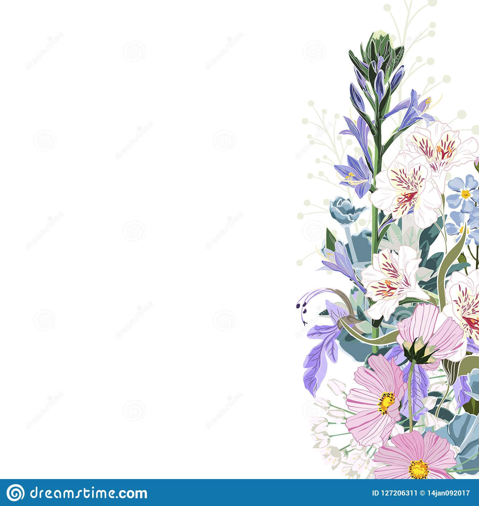 Wild Flowers Bouquet Elegant Card Template. Small Floral For Small Greeting Card Template