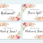Will You Be My Bridesmaid Card Printable Set Floral Cards Multipack Flower  Girl Invitation Pack Digital Download Pdf Jpeg Template Print Throughout Will You Be My Bridesmaid Card Template